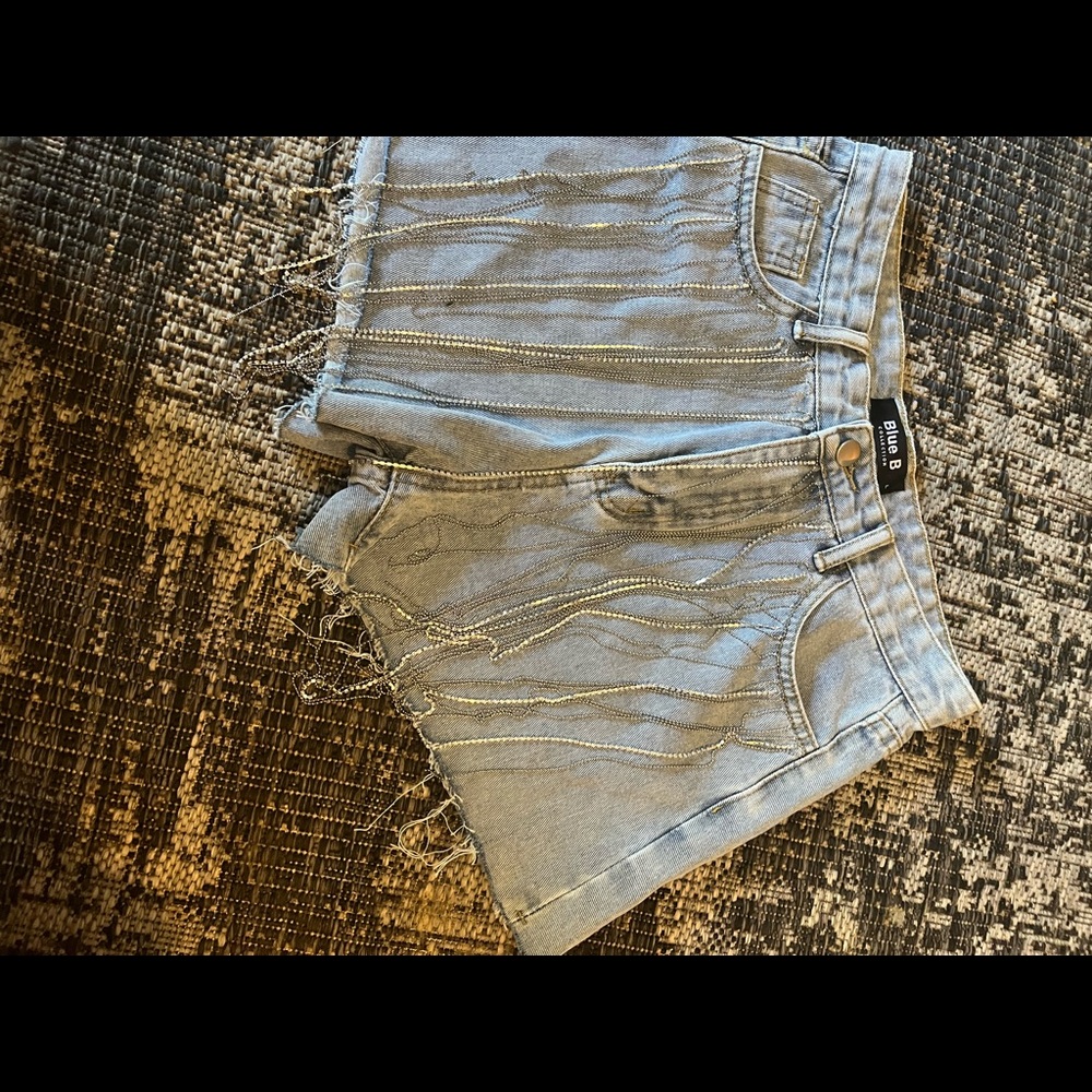 Rhinestone Fringe Jean Shorts